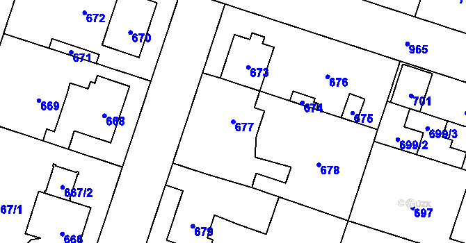 Parcela st. 677 v KÚ Satalice, Katastrální mapa