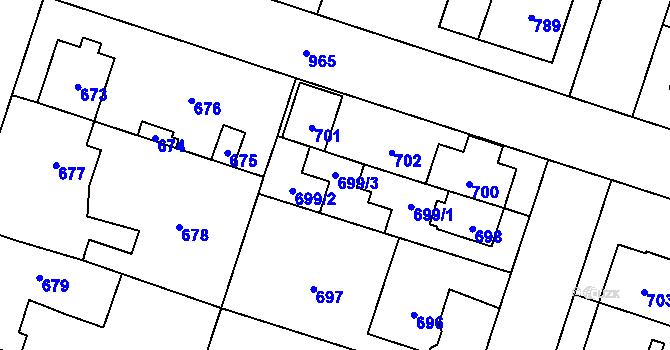 Parcela st. 699/3 v KÚ Satalice, Katastrální mapa