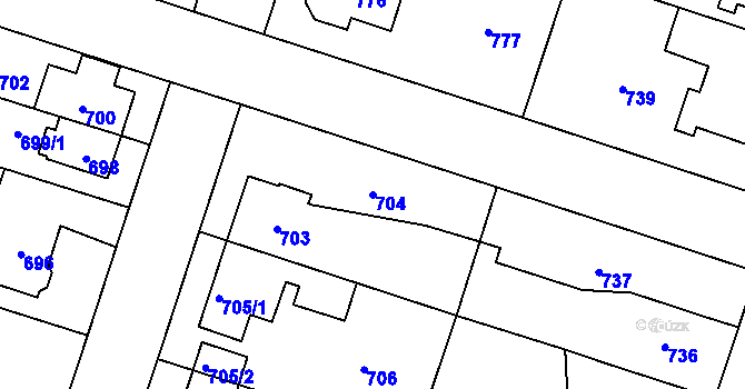 Parcela st. 704 v KÚ Satalice, Katastrální mapa