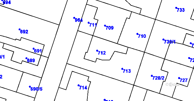 Parcela st. 712 v KÚ Satalice, Katastrální mapa