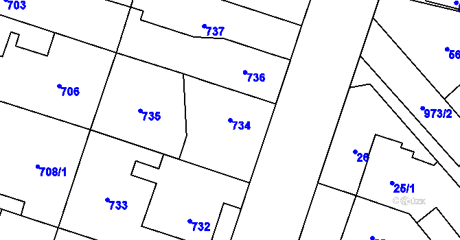 Parcela st. 734 v KÚ Satalice, Katastrální mapa