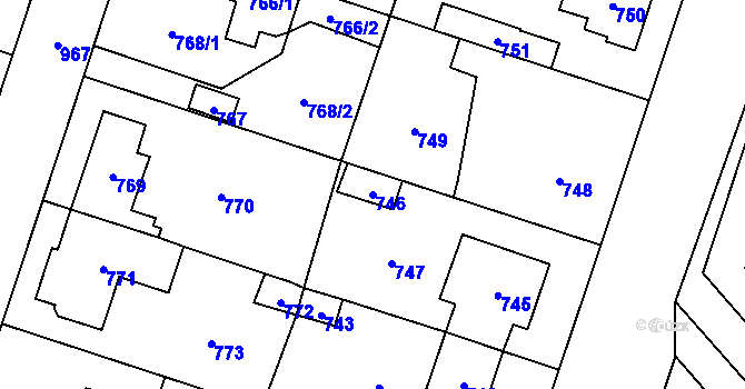 Parcela st. 746 v KÚ Satalice, Katastrální mapa