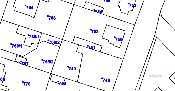 Parcela st. 751 v KÚ Satalice, Katastrální mapa