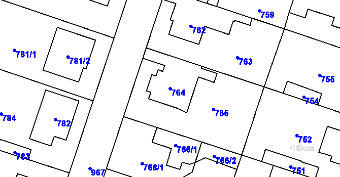 Parcela st. 764 v KÚ Satalice, Katastrální mapa