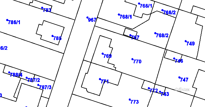 Parcela st. 769 v KÚ Satalice, Katastrální mapa