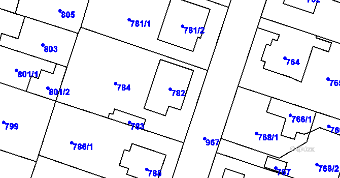 Parcela st. 782 v KÚ Satalice, Katastrální mapa