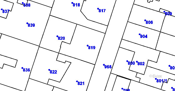 Parcela st. 819 v KÚ Satalice, Katastrální mapa