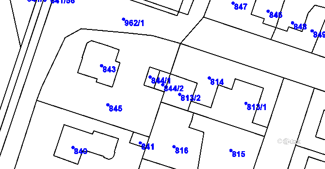 Parcela st. 844/2 v KÚ Satalice, Katastrální mapa
