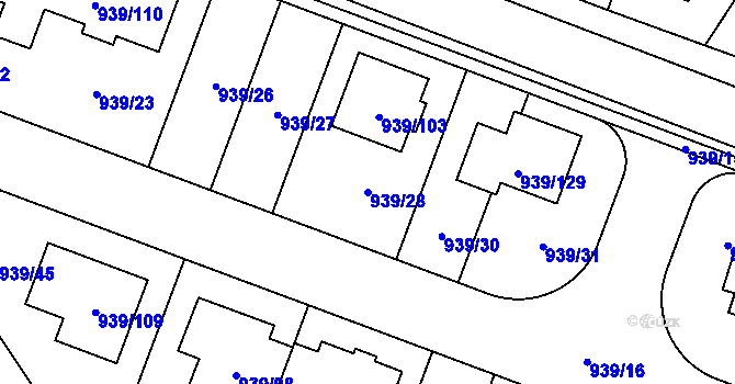 Parcela st. 939/28 v KÚ Satalice, Katastrální mapa