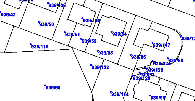 Parcela st. 939/53 v KÚ Satalice, Katastrální mapa