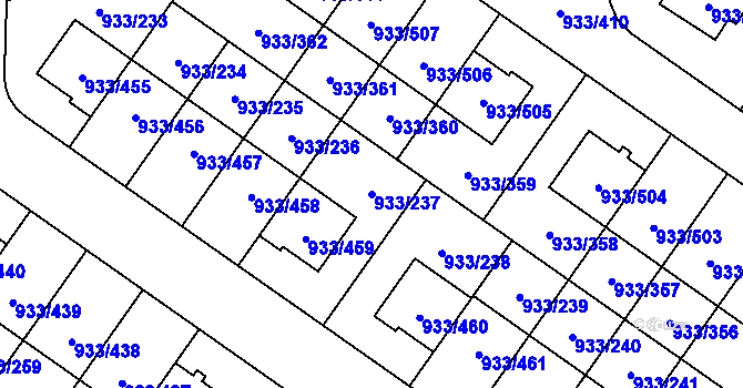 Parcela st. 933/237 v KÚ Satalice, Katastrální mapa