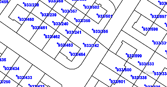 Parcela st. 933/242 v KÚ Satalice, Katastrální mapa