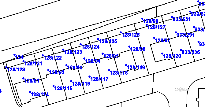 Parcela st. 128/95 v KÚ Satalice, Katastrální mapa