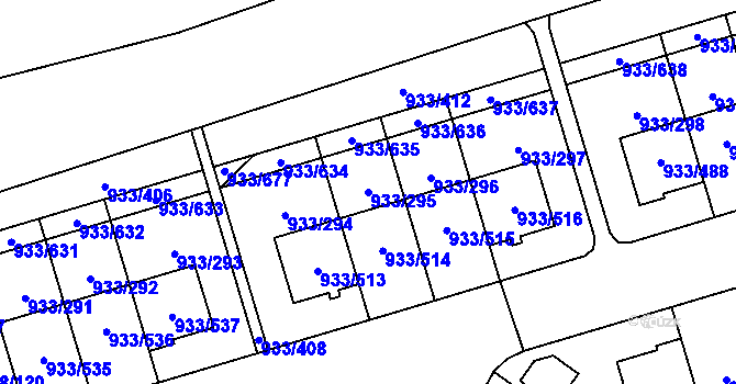 Parcela st. 933/295 v KÚ Satalice, Katastrální mapa