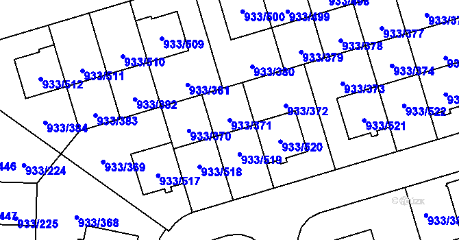 Parcela st. 933/371 v KÚ Satalice, Katastrální mapa