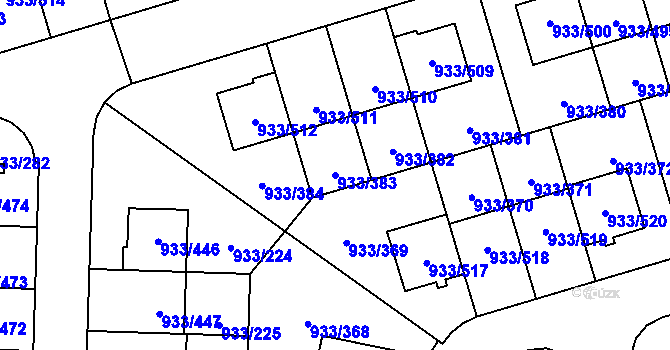 Parcela st. 933/383 v KÚ Satalice, Katastrální mapa
