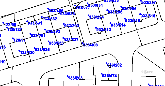 Parcela st. 933/408 v KÚ Satalice, Katastrální mapa