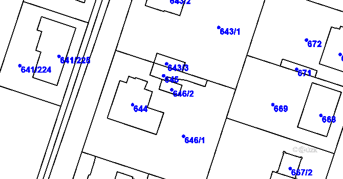 Parcela st. 646/2 v KÚ Satalice, Katastrální mapa