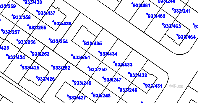 Parcela st. 933/434 v KÚ Satalice, Katastrální mapa