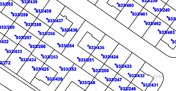 Parcela st. 933/435 v KÚ Satalice, Katastrální mapa