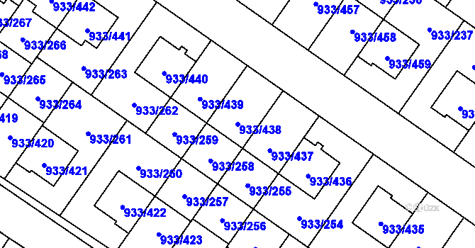 Parcela st. 933/438 v KÚ Satalice, Katastrální mapa