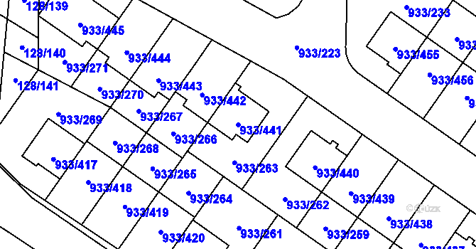 Parcela st. 933/441 v KÚ Satalice, Katastrální mapa