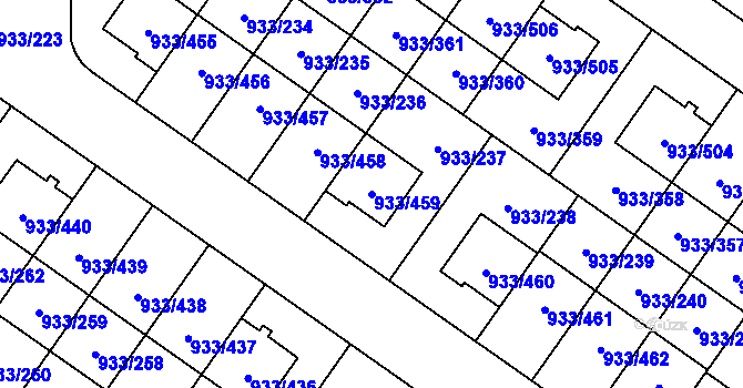 Parcela st. 933/459 v KÚ Satalice, Katastrální mapa