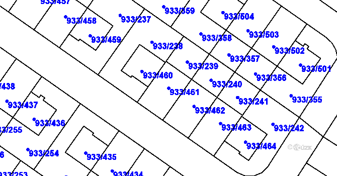 Parcela st. 933/461 v KÚ Satalice, Katastrální mapa