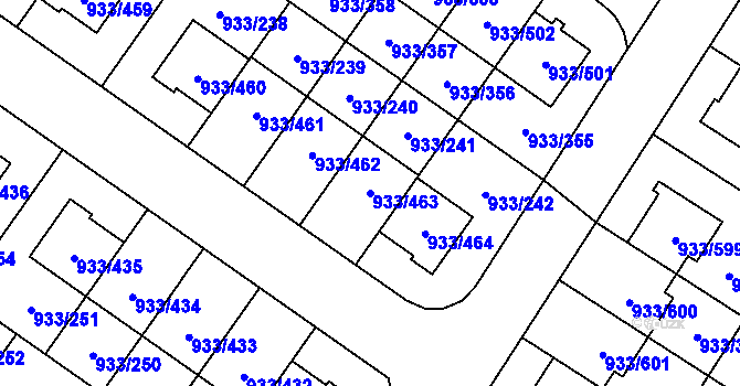 Parcela st. 933/463 v KÚ Satalice, Katastrální mapa