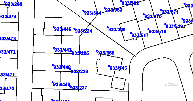 Parcela st. 933/368 v KÚ Satalice, Katastrální mapa