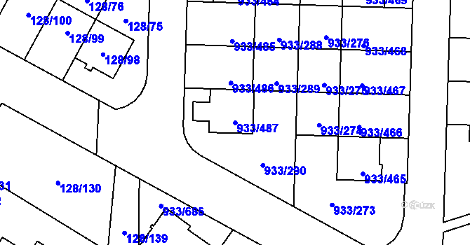 Parcela st. 933/487 v KÚ Satalice, Katastrální mapa