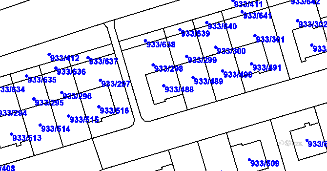 Parcela st. 933/488 v KÚ Satalice, Katastrální mapa