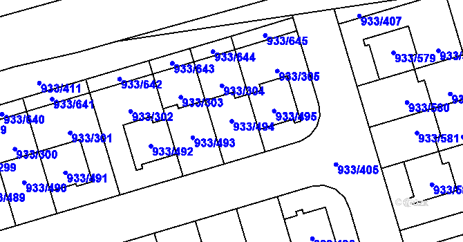 Parcela st. 933/494 v KÚ Satalice, Katastrální mapa