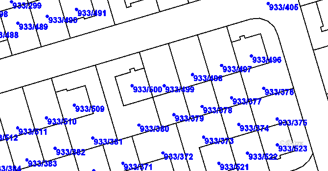 Parcela st. 933/499 v KÚ Satalice, Katastrální mapa