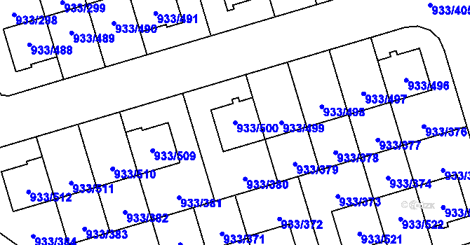 Parcela st. 933/500 v KÚ Satalice, Katastrální mapa