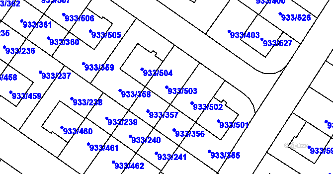 Parcela st. 933/503 v KÚ Satalice, Katastrální mapa