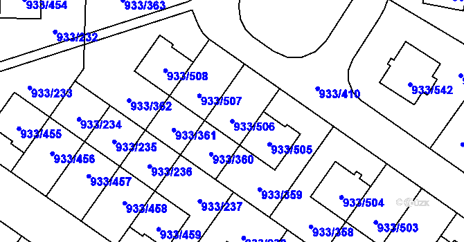 Parcela st. 933/506 v KÚ Satalice, Katastrální mapa