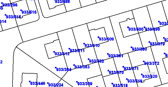 Parcela st. 933/510 v KÚ Satalice, Katastrální mapa