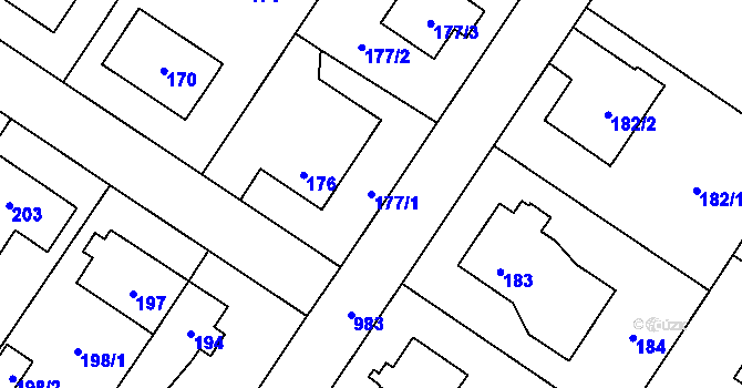 Parcela st. 177/1 v KÚ Satalice, Katastrální mapa