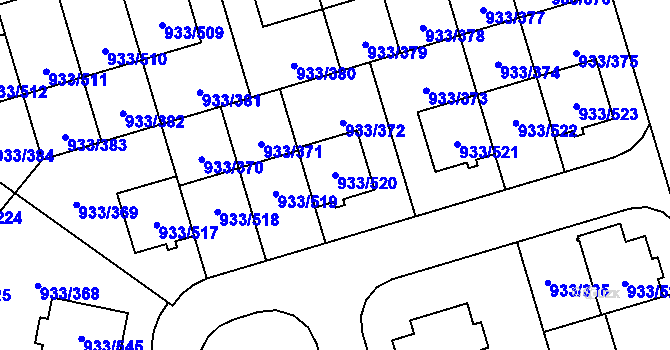 Parcela st. 933/520 v KÚ Satalice, Katastrální mapa