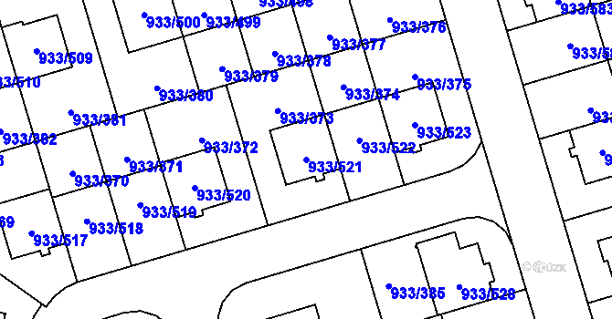 Parcela st. 933/521 v KÚ Satalice, Katastrální mapa