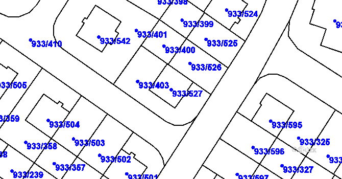 Parcela st. 933/527 v KÚ Satalice, Katastrální mapa
