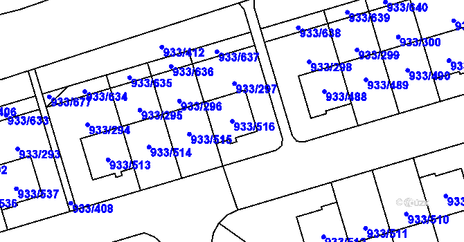 Parcela st. 933/516 v KÚ Satalice, Katastrální mapa