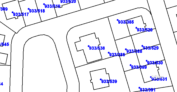 Parcela st. 933/538 v KÚ Satalice, Katastrální mapa