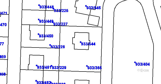 Parcela st. 933/544 v KÚ Satalice, Katastrální mapa
