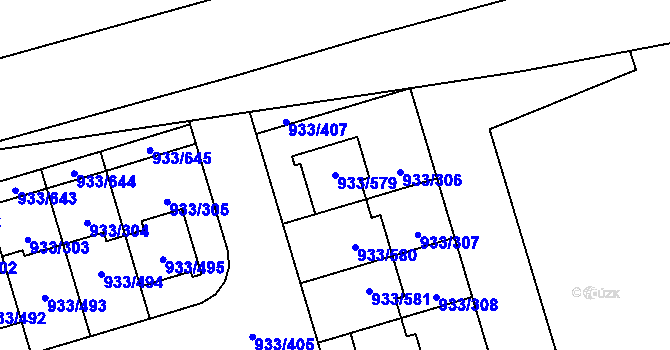 Parcela st. 933/579 v KÚ Satalice, Katastrální mapa