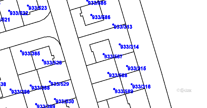 Parcela st. 933/587 v KÚ Satalice, Katastrální mapa