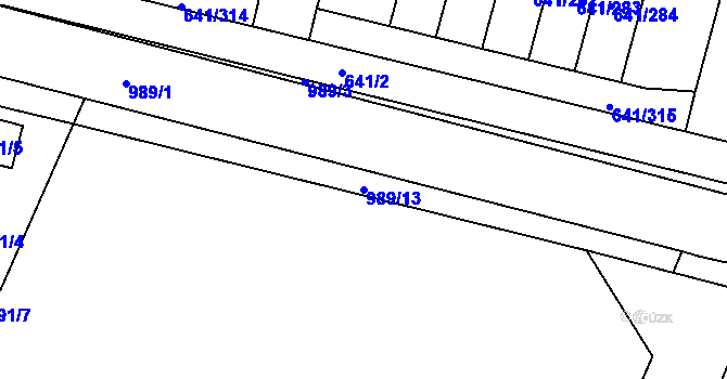 Parcela st. 989/13 v KÚ Satalice, Katastrální mapa