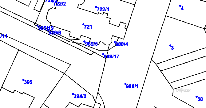 Parcela st. 989/17 v KÚ Satalice, Katastrální mapa