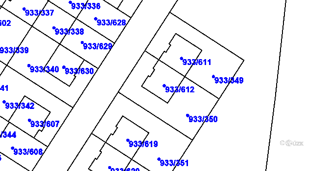Parcela st. 933/612 v KÚ Satalice, Katastrální mapa